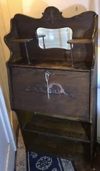 Antique Oak Larkin Secretary Desk With Beveled Mirror. Definitely, this piece has seen a lot! I restored several...