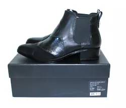 Style:Suffolk Patchwork Leather Chelsea Boots. Features:Snakeskin, Calfskin, Pull-on, Low Heel. Condition: New in Box....