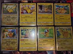 Lot 8 cartes Pokemon pikachu. Pikachu 5/12 en mauvaise état ( Voir 2 ème photo )