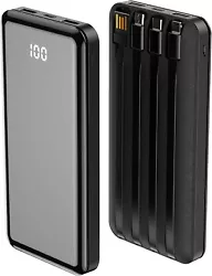Forever Power Bank TB-411 ALLin1 Batterie externe avec USB-C + Lightning + câble micro USB Noir 10000 mAh.
