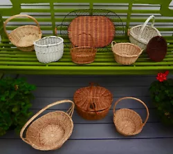 WICKER BASKET FLORIST GARDEN FLOWER PLANT PLANTER POT DECOR. POTTERY BARN (AND OTHERS). GORGEOUS SET OF 10 LOT. THE...