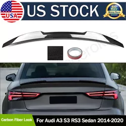 For AUDI A3 S3 RS3 SEDAN 2014-2020. Color:Carbon Fiber Look(NOT REAL CARBON FIBER,JUST ABS MATERIAL). - Before starting...