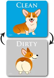 Dog Butt Funny Clean Dirty Dishwasher Magnet, Reversible Dish Washer Refrigerator Sign, Funny Corgi Butt, Double Sided...