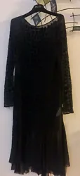 $960 EMILIO PUCCI Black Lace Fringed Dress IT-44 US-10/12 UK-12.