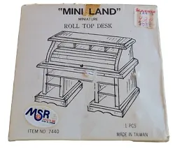 Vintage Dollhouse Mini Wooden Roll Top Desk Dollhouse Miniature #7440.  Shows minor age related wear as shown.  Be sure...