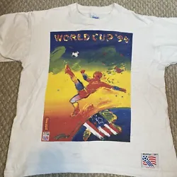 Vintage World Cup USA 94 Peter Max Salem Sportswear T Shirt Youth L Adult S. This is a youth large 14-16 but also fits...