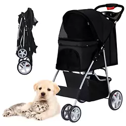 Azaeahom Multi-function Foldable Pet Stroller. In addition, press the button on the handle to quickly complete folding...
