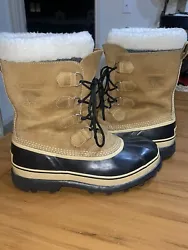 Sorel Caribou Men’s Winter Waterproof Leather Snow Boots Tan Size 9. These are in excellent used condition. They look...