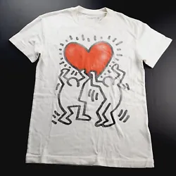 A&F Trevor Project tee in cream with Keith Haring artwork. Length 26.5