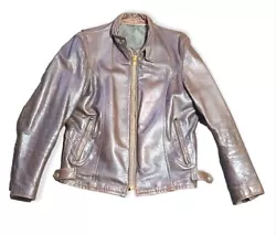 Vintage 1960s Brown Leather Jacket Size M Talon Zippers Motorcycle Cafe Biker. Shoulder to shoulder measures 18in....