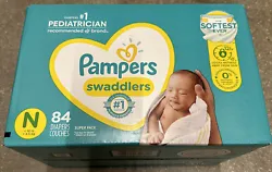 Diapers Newborn/Size 0 ( 10 lb), 84 Count - Pampers Swaddlers Disposable New ✅.