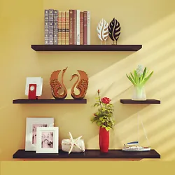 4pcs shelves varies in size. Knock the anchors to stabilize them. After installation, the screws are hidden, the shelf...