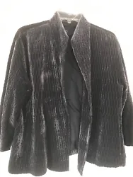 Eileen Fisher Open Swing Jacket. Quilted Velvet. Face is rayon & silk. backing 100% silk. Lining 100 % silk. length...
