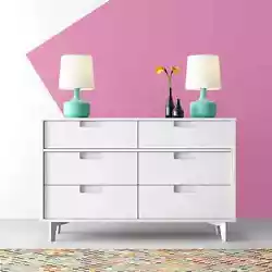 This 6-drawer double dresser adds mid-century modern style to your bedroom or guest room. Its built from solid pine and...