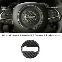Carbon Fiber Steering Wheel Center Cover Trim For Jeep Renegade Wrangler Cherokee ❈Free Returns&Fast Shipping❈3Ys...