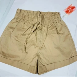 CiSono tan paper bag elastic waist shorts S new.