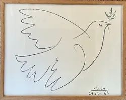 Fine SPADEM Paris lithograph after Pablo Picassos 1961 Dove of Peace. Black and green edition. Signed and dated in the...