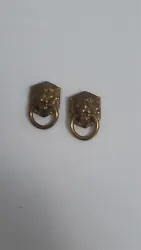 Two Antique Lion Head Ring Accents. Or Dresser Drawer Knobs. Many Other Uses.. made of metal  gold in color. Measures...