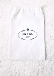 Prada Milano White Dust Bag with Drawstring. Cotton fabric with black Prada Milano signature logo. New bag, never used....