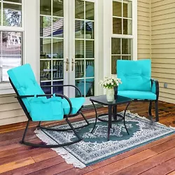 3-Piece Patio Bistro Set : 2 rocking chairs and a coffee table harmonize for your very own leisure corner in patio,...