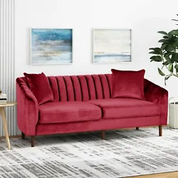 Our three-seater sofa brings your living room a stunning look with its deep channel stitching, velvet upholstery, and...