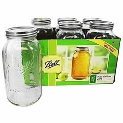 Ball Wide Mouth 64oz Half Gallong Mason Jars with Lids & Bands, 6 Count. Suitable for canning and multi-purpose...