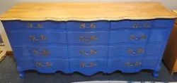 Stunning beautifully refinished dresser. French Provincial style, originally vintage 1950s, 12 drawers. Top drawers are...