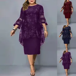 Style:Jumper Dress. Fabric Type:Jacquard. Pattern Type:Floral. Dress Length:Knee Length. (Style):Party. Size Type:Plus....