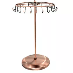 Rotating necklace and bracelet tree has 24 hooks. The rotating design makes turning the storage rack and accessing...