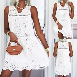 Style:Sundress, A-Line Dress, Mini Dress, Tank Dress. Accents:Hollow Out. Sleeve Type:Sleeveless. Fabric Type:Lace....