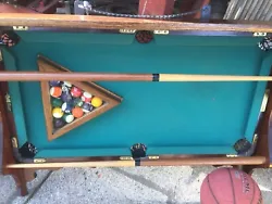 IThis artistic billiards piece is wall mount ready and features authentic pool table (Billard) balls inside. The green...