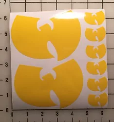Easy to install Vinyl Sticker Decal. Wu-Tang Yellow Vinyl Decal Sticker Set. -MADE WITH DURABLE 6 YEARS VINYL.