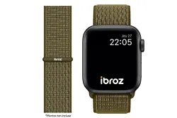 Ibroz Bracelet Nylon Loop Sport pour Apple Watch 7 / 6 / SE / 5 / 4 / 3 - 40mm - Kaki. Bracelet idéal pour la pratique...