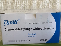 100 1ml TK-MD Syringe Only with Luer Slip Tip Sterile Disposable Latex Free 1cc NEW.