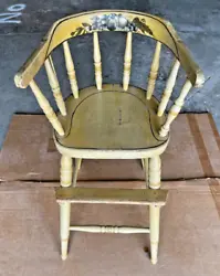 ANTIQUE TOLE PAINTED CHILDS HIGH CHAIR