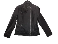 Nwot Womens Leather Motorcycle Biker Jacket 100% Genuine Black.