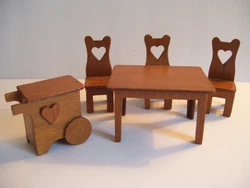 Unsure as to maker or country of origin. Chairs match. No gouges in wood. Pieces are glued and not nailed. A lovely set...