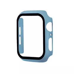 For Apple Watch 44mm Hard PC Bumper Case with Tempered Glass LIGHT BLUE For Apple Watch 44mm Hard PC Bumper Case with...