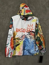 The jacket features a unique red and multicolor abstract pattern that showcases the iconic artists influence. Made with...
