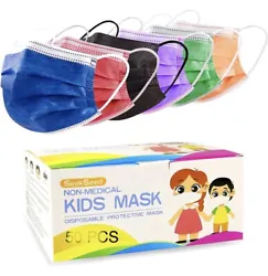 Kids Disposable Face Mask, 50Pcs 3 Ply Kid Mask Colorful Set for Children.
