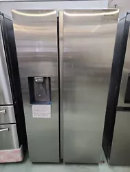 Ft Side by Side refrigerator in stainless steel. Fingerprint resistant, water dispenser in door ice maker. (H x W x D)...