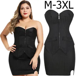 Corset features with zipper closure front and lace up back,black color with the elegant stripe style makes your sexy...