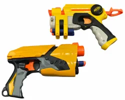 Lot of 2 Nerf Guns, Dart Tag Gun, 2004 Nerf N-Strike EX3 Nite Finder Yellow Laser Yellow Toy. Cleaned and ready for...