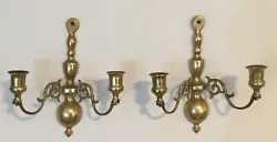 Pair Of Vintage Brass Two-Arm Wall Sconce Wall Mount Candle Holders. Two beautiful pieces they just need a little love....