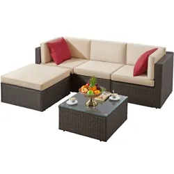 Outdoor rattan leisure sofa, enjoy a comfortable life. Each sofa set is equipped with a cushion, which makes you feel...