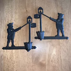 Vintage Cast Iron Lamplighter Hanging Post Road Wall Candle Holders. Please view photos and let me know if you have...