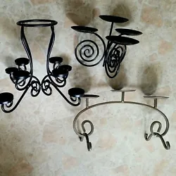 Contemporary Set of 3 Cast Iron Pillar Candle Stick Holders for Modern Display. Will accommodate large round pillar...
