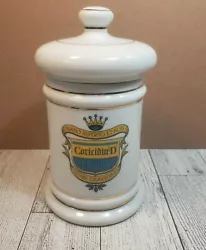Vintage Apothecary Vanity Jar Coricidin-D Porcelain Ceramic Advertising Pharma. Shipped with USPS Priority-Mail...