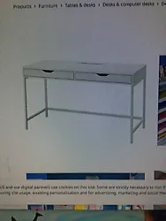 Ikea ALEX Desk, white, Long Steel Frame 2 -Drawers No Shipping.