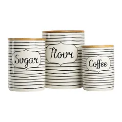 Finished with a bamboo lid that has a silicone gasket to form a tight seal, these canisters are perfect for storing...